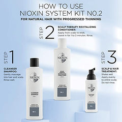 Nioxin System Kit 2 for Natural Hair with Progressed Thinning Hair, Full Sized Kit