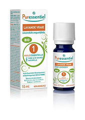 Puressentiel True Lavender Organic Essential Oil - Used in aromatherapy as a calmative - Helps to treat colds, cough, headaches, and digestive discomfort - 100% pure and from natural sources - 10ml