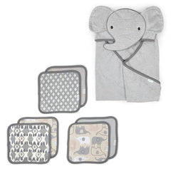 Ingenuity Clean & Cuddly™ Hooded Character Towel - Grazer™ & Clean & Cuddly™ 6-Pack Terry Washcloth Set - Grazer™