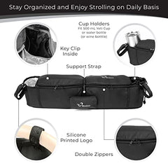 StrollAir - Universal Double Parent Stroller Organizer Console for side by side strollers - TWIN WAY, Mountain Buggy, Bumbleride Indie, Bugaboo Donkey, Bob Duallie, Baby Jogger City Mini GT – Black