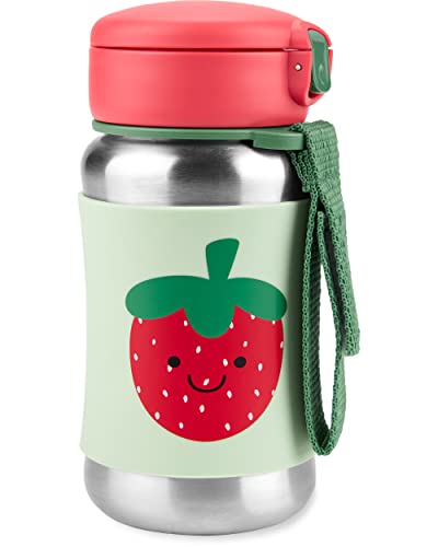 Skip Hop Toddler Sippy Cup with Straw, Sparks Stainless Steel Straw Bottle, Strawberry