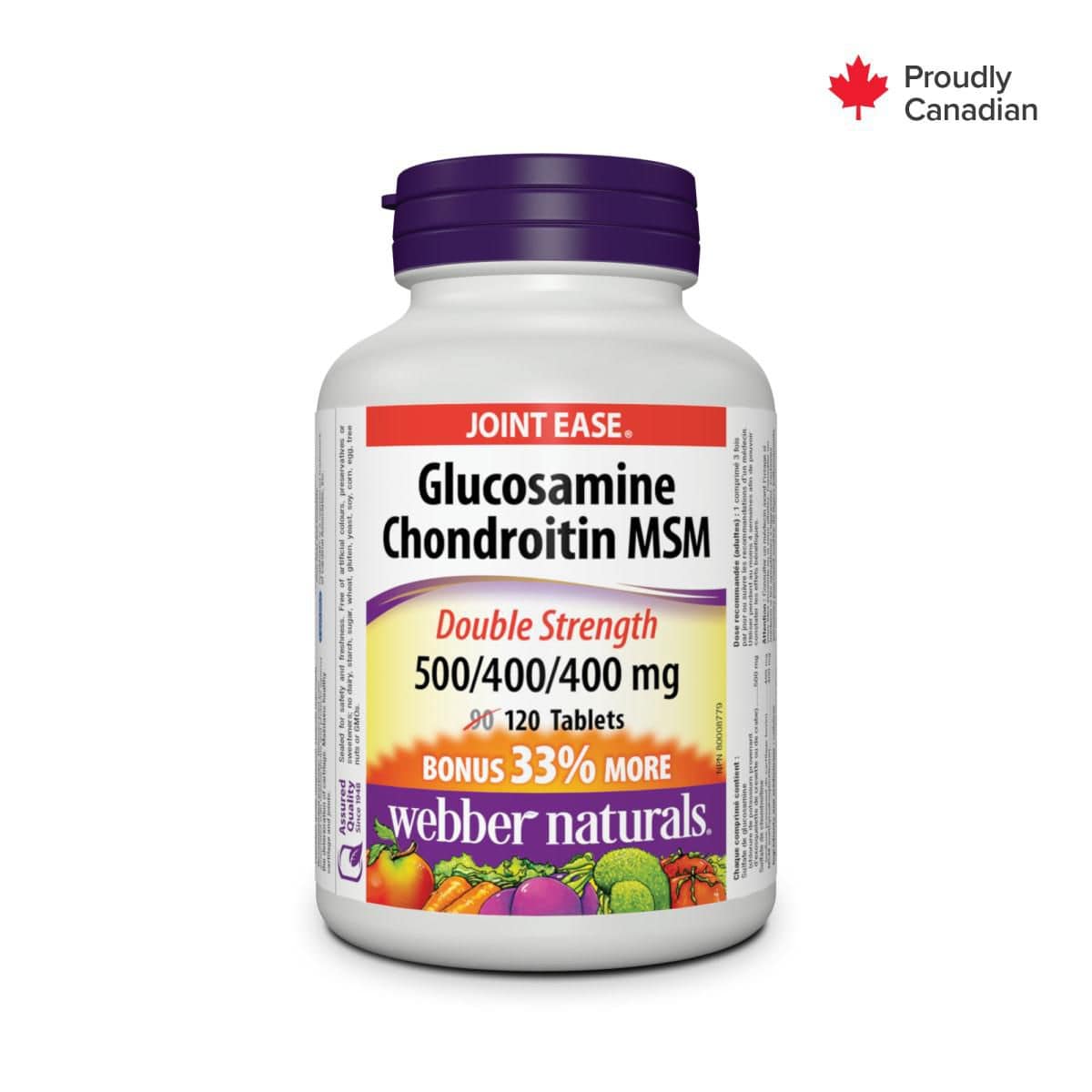 Webber Naturals® Glucosamine Chondroitin MSM Double Strength,  500/400/400 mg - Zecoya