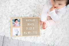 Pearhead Babyprints Letterboard Baby Handprint & Photo Frame, Wooden Customizable Letterboard for Baby, New Baby Keepsake