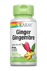 SOLARAY Ginger Root, 550mg | Digestion & Joint Health | Zingiber Officinale, Whole Root | Dietary Supplement | Non-GMO, Vegan, Lab Verified | 180 VegCaps