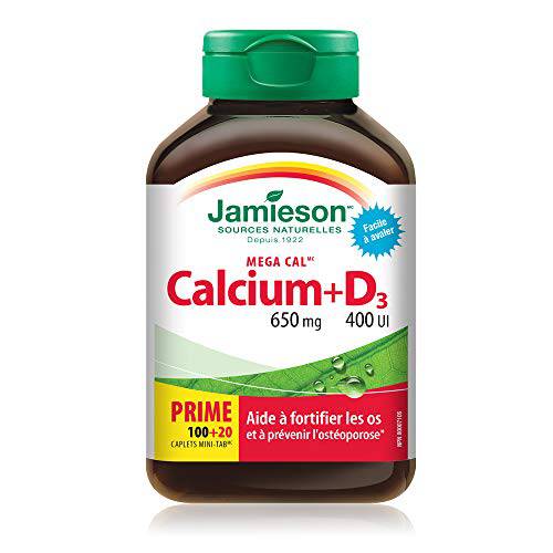 Jamieson Mega Cal Calcium 650 mg plus Vitamin D3 400 IU, 120 Count (Pack of 1)