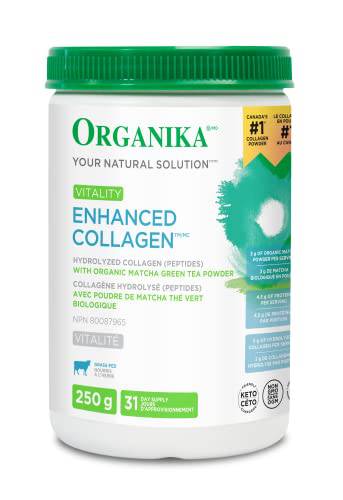 Organika Enhanced Collagen Vitality with Organic Matcha Powder- Sustained Energy and Antioxidant Collagen- 250g