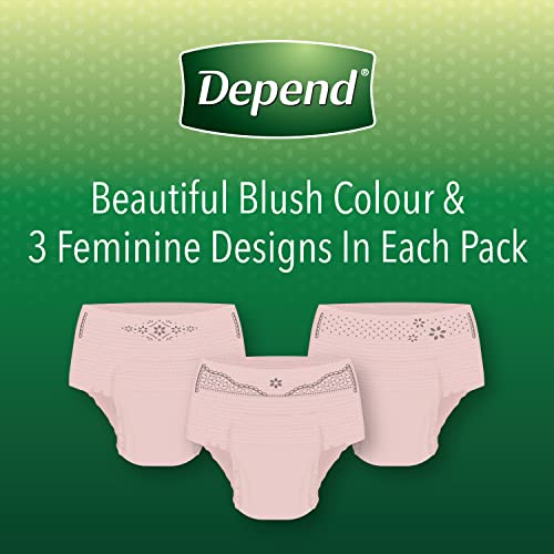 Depend FIT-FLEX Incontinence Underwear for Women, Maximum Absorbency, Large, Blush, 17 Count