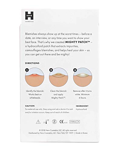 Mighty Patch Original from Hero Cosmetics - Medical-grade Hydrocolloid Pimple Patch, Nightime blemish patch, wake up to clearer looking skin, suitable for sensitive skin (72 Count)