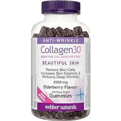 Webber Naturals Collagen30 Anti-Wrinkle Gummy, 2,500mg of Bioactive Collagen Peptides Per Serving, 110 Gummies, Helps Reduce Deep Wrinkles, Fine Lines & Stimulates Skin Cells