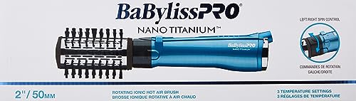 BaBylissPRO Nano Titanium 2 inch Ionic Rotating Hot Air Styler, Blue, 1 Count