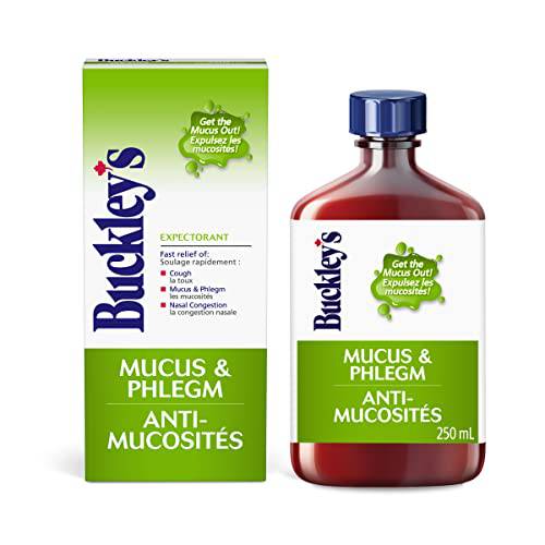 Buckley's Cough Syrup, Expectorant Mucus Relief, Wet Cough & Cold & Flu Medicine, Headache and Sinus Relief, 250 mL (Packaging May Vary)