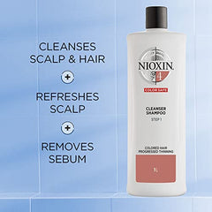 Nioxin System 4 Shampoo with Peppermint Oil, For Color Treated Hair with Progressed Thinning, 33.8 fl oz