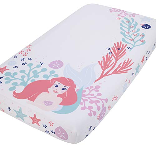 Disney The Little Mermaid Ariel - Coral, Aqua and White Photo Op Fitted Crib Sheet (8905003P)