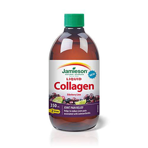 Jamieson Collagen Liquid Elderberry Lime Flavour - 1,200 mg Hydrolyzed Collagen, 350 ml (Pack of 1)