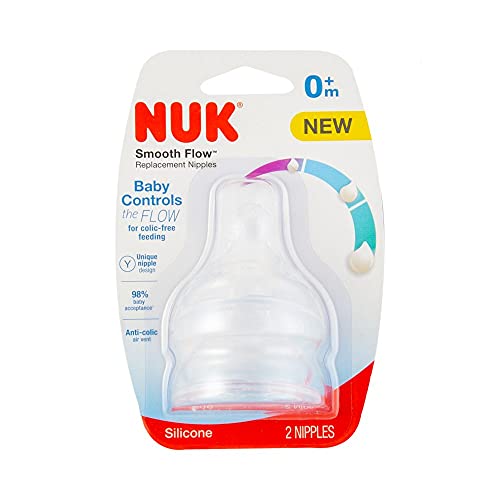 NUK Smooth Flow Nipples (2 pack) (6+ month), Clear