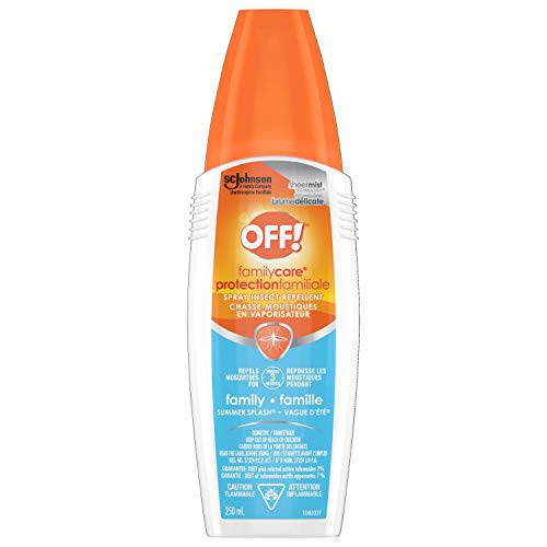 OFF FamilyCare Insect and Mosquito Repellent with Summer Scent, Bug Spray Safe on Outer Surfaces of Clothing, 250 mL, (Packaging May Vary)