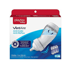 Playtex Baby VentAire Anti-Colic Feeding Baby Bottles, 9 Ounce, Pack of 3 Baby Bottles