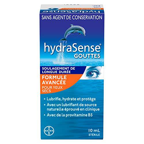 hydraSense Advanced Eye Drops, For Dry Eyes, Fast and Long Lasting Relief, Preservative Free, Naturally Sourced Lubricant, With Provitamin B5, 10 mL