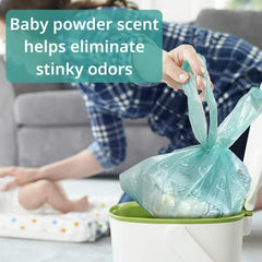 Baby Works - Disposable Diaper Bags, Baby Powder Scent Neutralizes Odors, Diaper Disposal or Pet Waste Bags - 200 Count