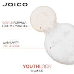 Joico YouthLock Shampoo Formulated with Collagen, For Dry Dull Hair, Reduce Breakage and Frizz, Cleanses Hair, 300mL