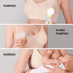 Medela 3 in 1 Nursing and Pumping Bra | Breathable, Lightweight for Ultimate Comfort When Feeding, Electric Pumping or in-Bra Pumping, Chai, Large