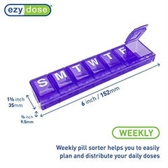 EZY DOSE Weekly (7-Day) Pill, Medicine, Vitamin Organizer Box, Large Locking Compartments to Secure Prescription Medication and Prevent Accidental Spilling, Purple