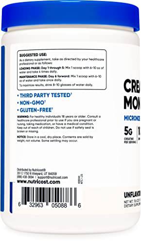 Nutricost Creatine Monohydrate Micronized Powder 500G, 5000mg Per Serv (5g) - Micronized Creatine Monohydrate, 100 Servings