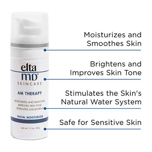 EltaMD AM Therapy Facial Moisturizer Lotion, Lightweight Face Moisturizer for Women with Hyaluronic Acid, Hydrates and Moisturizes Skin, Oil Free, Fragrance Free, Safe for Sensitive Skin, 1.7 oz Pump