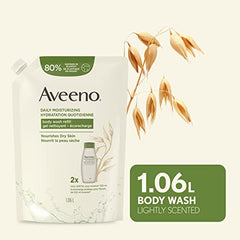 Aveeno Daily Moisturizing Body Wash Pouch - Oat, Emollients - Eco Friendly Refill Pouch - Dry Skin - 1.06L, white