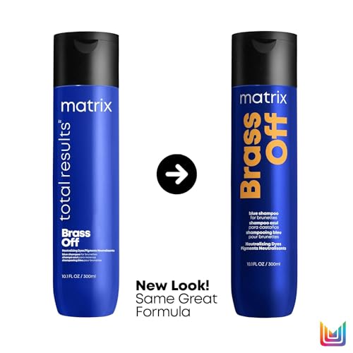 Matrix Brass Off Color Depositing Blue, Blue Shampoo For Color-Treated Hair, Refreshes Hair & Neutralizes Brassy Tones in Lightened Brunettes, 300ml (Packaging may vary)