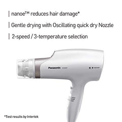 Panasonic Ehna67 Hydrating Nanoe Salon Hair Dryer With Oscillating Quick Dry Nozzle, Duffuser, and Concentrator Attachments, White Gold, 1.0 kilogram