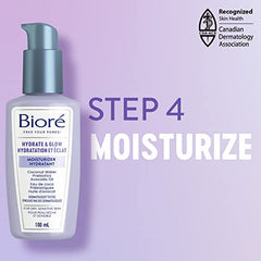 Bioré Hydrate & Glow Moisturizer, Face Cream for Dry, Sensitive Skin, infused with Prebiotics, Avocado Oil and Coconut Water |Dermatologist Tested, Cruelty Free and Fragrance Free (100mL)