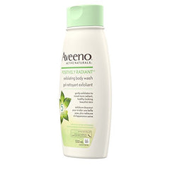 Aveeno Positively Radiant Exfoliating Body Wash - Dry Skin Exfoliant - Soy, Colloidal Oatmeal, 532 mL