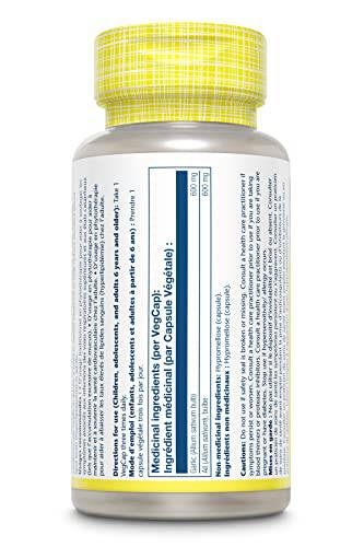 SOLARAY – Garlic Bulb, 600mg | Organically Grown | Heart Health & Herbal Support | Allium Sativum, Whole Bulb | Dietary Supplement | USDA Organic, Vegan, Lab Verified | 100 Organic Capsules