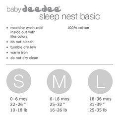 baby deedee Cotton Sleep Nest Basic Sleeping Sack, Baby Sleeping Bag Wearable Blanket, Infants and Toddlers, Calming Gray, Medium (6-18 Months)