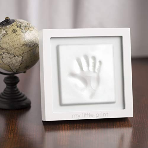 Pearhead Babyprints Clay Keepsake Frame, Newborn Baby Handprint Kit, New Parents Gift, White