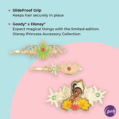 GOODY Bobby Pin and Barrette Set - Disney Princess, Tiana - Slideproof Rhinestone Bobbies - Hair Accessories for Men, Women, Boys & Girls - Style With Ease & Keep Your Hair Secured - All Hair Types