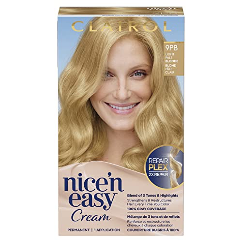 Clairol Nice'n Easy Permanent Hair Dye, 9PB Light Pale Blonde Hair Color, 1 Count