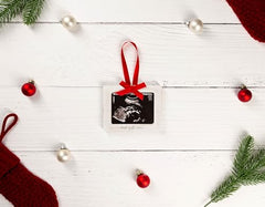 Pearhead Sonogram Picture Ornament, Baby Ornament, Gift for Expecting Parents, Ultrasound Photo Frame, Rustic Christmas