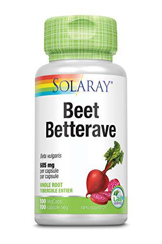 Solaray Beet Root 605mg | May Support Cardiovascular Health & Athletic Performance, Kidney, Liver & Blood Health | Non-GMO | Vegan | 100 VegCaps