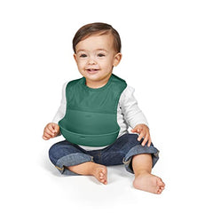 OXO Tot - Roll-Up Bib - Comfortable Soft Waterproof Lightweight Silicone Baby Bib and Toddler - Fabric Rolls Up into Pocket for Travel and Storage - Sage