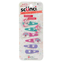 Scunci Kids 6pc Unicorn & Rainbow Snap Hair clips