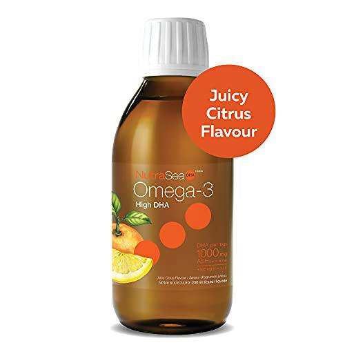 Nature's Way NutraSea Omega-3 High DHA - Fish Oil Omega-3 with 1500 mg EPA + DHA – Support Cardiovascular & Cognitive Health – Non-GMO - Juicy Citrus Flavour, 200 mL Liquid