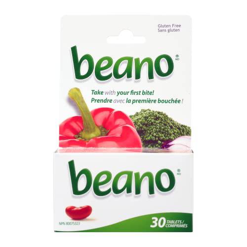 Beano Tablets, Digestive Enzyme Supplements for Gas Relief - 30 Count - Helps with Bloating Relief, Upset Stomach Support