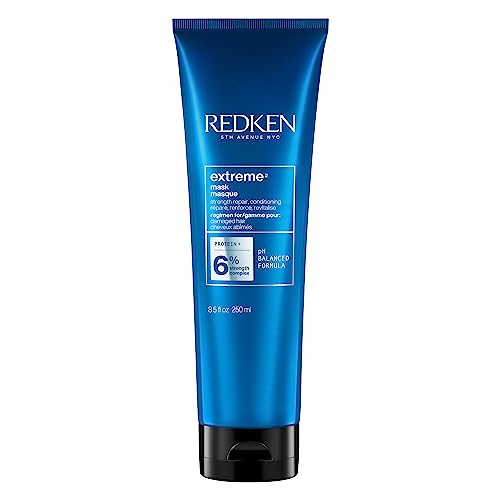 Redken Extreme Mask, Protein Hair Treatment, Hair Mask for Damaged, Brittle Hair, Fortifies & Strengthens Distressed Hair, 250 ML