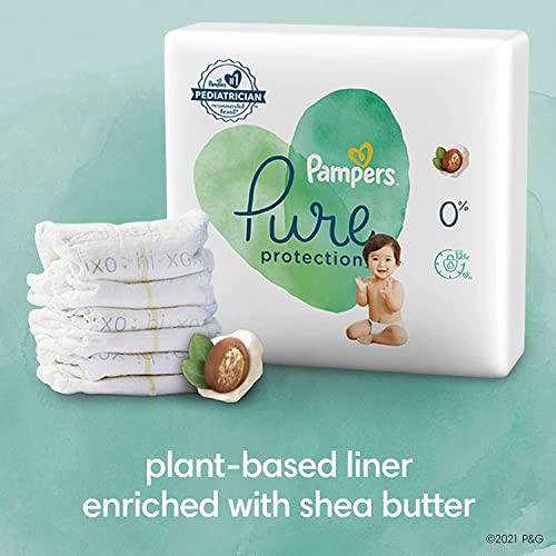 Diapers Size 0/Newborn, 104 Count - Pampers Pure Protection Disposable Baby Diapers, Hypoallergenic and Unscented Protection, Super Pack (Packaging & Prints May Vary)