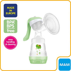 MAM Manual Breast Pump, Portable Breast Pump with Easy Start Anti-Colic Baby Bottle, 1-Count