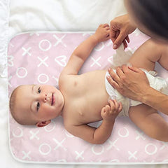 Kushies BABY DELUXE FLAT WATERPROOF CHANGING PAD MAT/LINER - 20" x 30" 100% COTTON FLANNEL UPPER - Pink XO