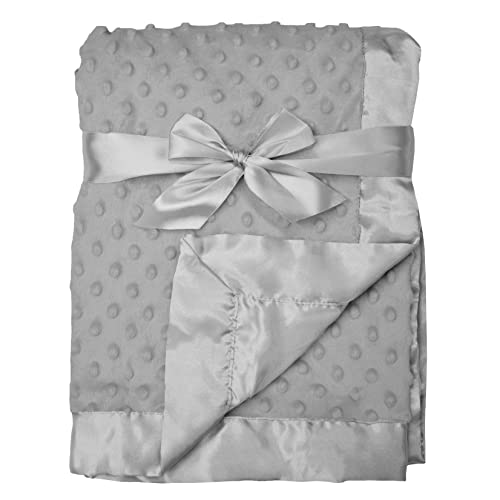 American Baby Company Heavenly Soft Chenille Minky Dot Receiving Blanket, Gray, 30" x 40", for Boys and Girls