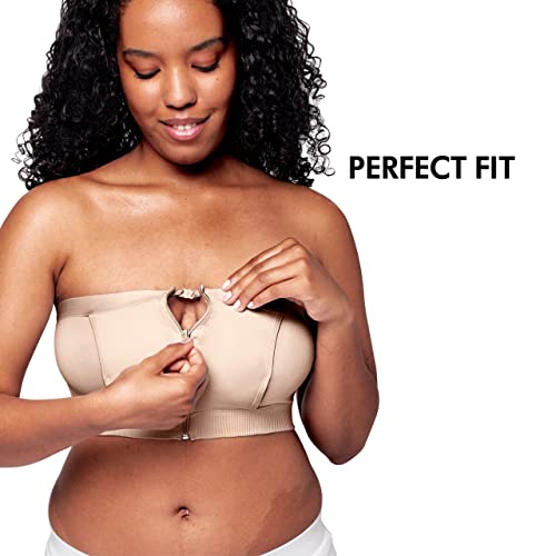 Medela Hands Free Pumping Bustier | Easy Expressing Pumping Bra with Adaptive Stretch for Perfect Fit | Chai X-Large